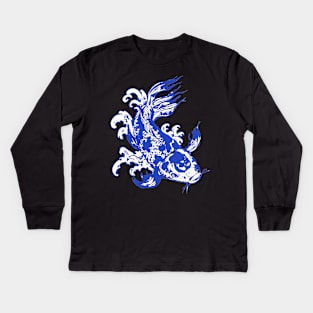 Koi Fish in Blue Kids Long Sleeve T-Shirt